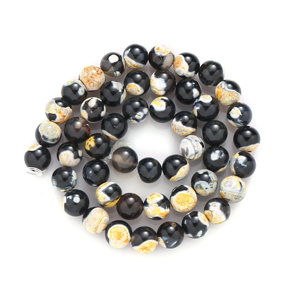 6/8/10mm Bunte Naturstein Perlen Feuer Achat Runde Lose Spacer Perlen Für Schmuck Machen DIY armband Halskette Ohrringe 15" – Detail 9