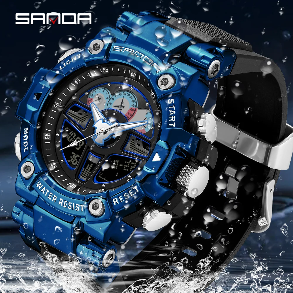 SANDA Top Brand Men's Sports Watches Military Hyun-chae Case Waterproof Multifunction Wristwatch Quartz Watch for Men Clock 3156