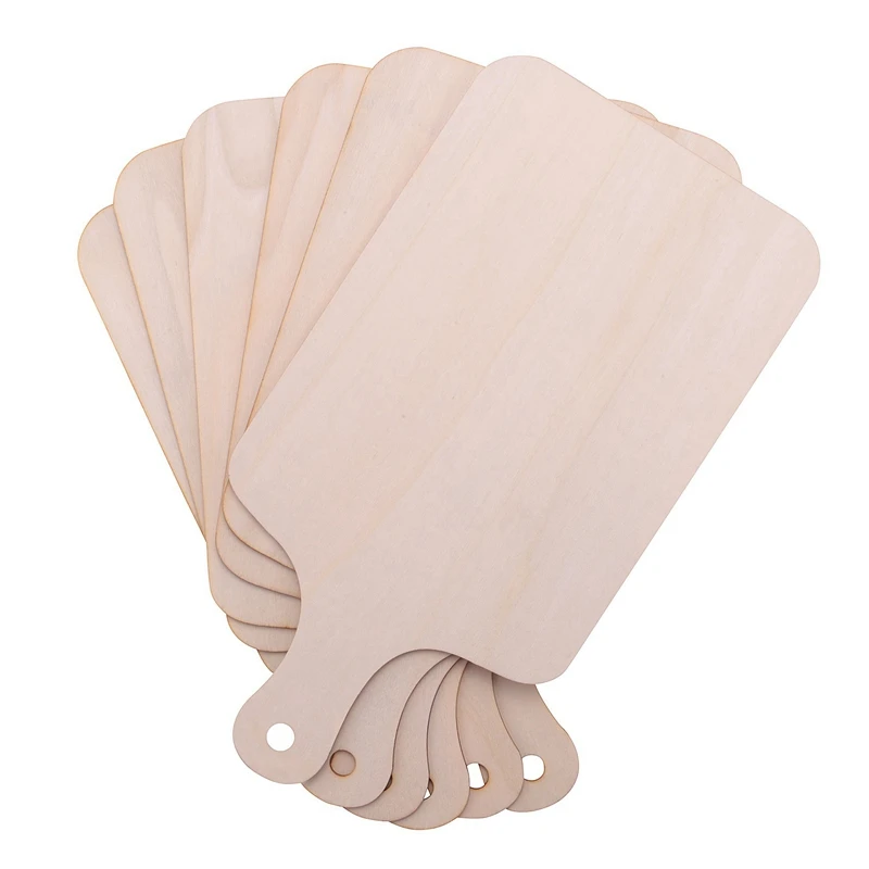 

18 Pieces Christmas Mini Wooden Cutting Board With Handle Unfinished Wood Paddle Rectangle Chopping Board Tray Cutouts