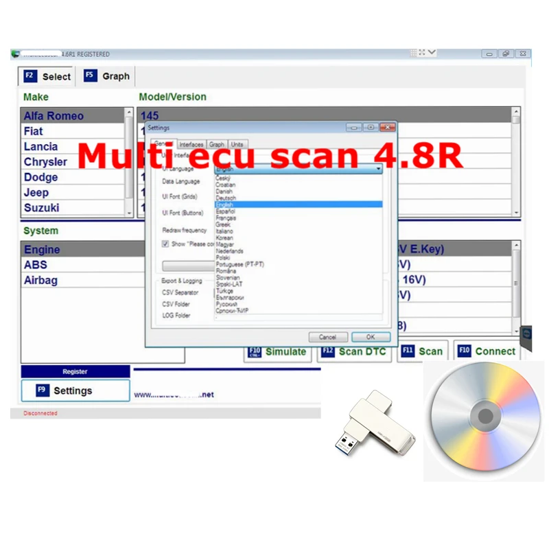 2022 Hot Sale Multi Ecu Scan 4.8 For Fiat Connector Work With Elm327 ...