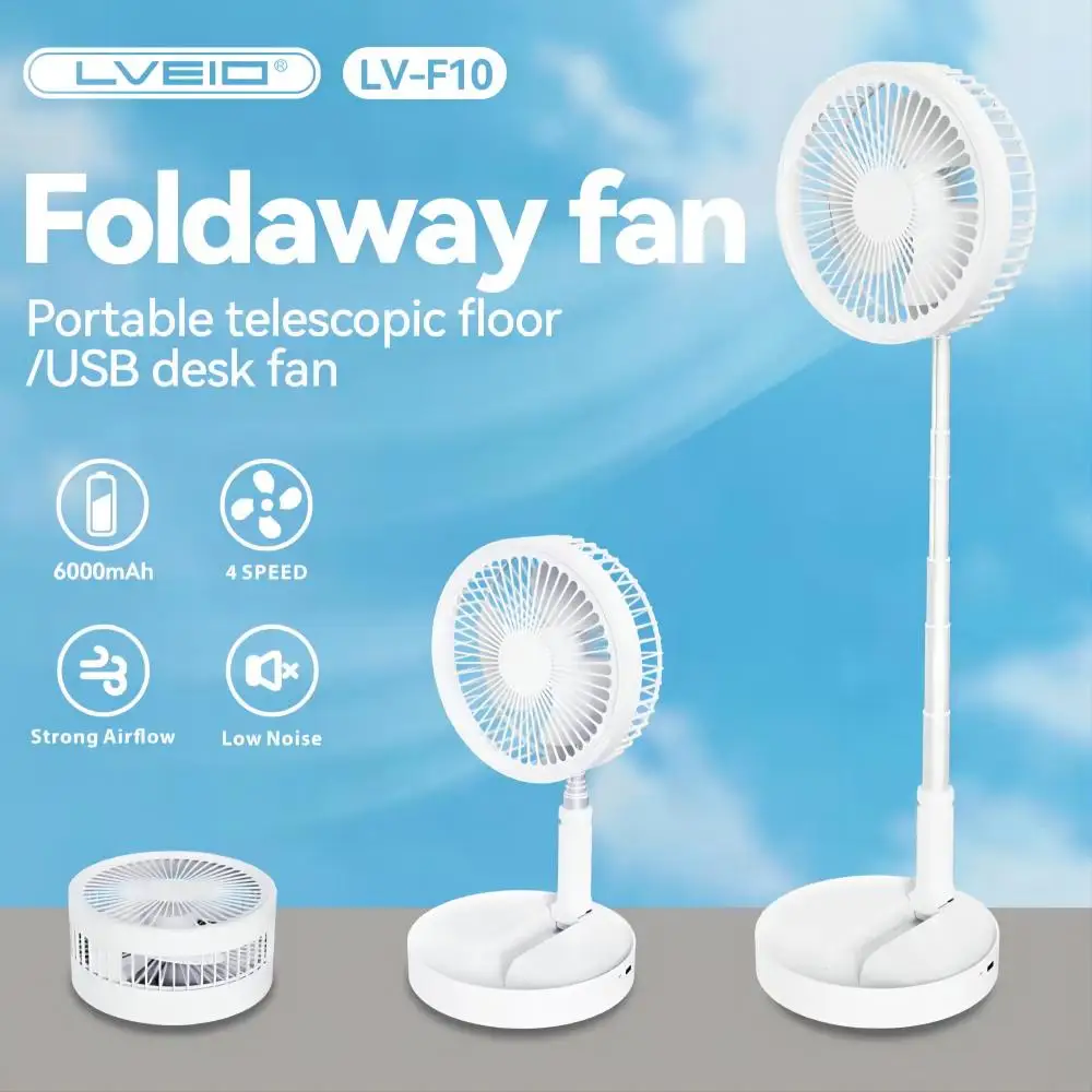 Ventilatore USB Portatile Da Tavolo - 5 Velocità, Angolo 360°, Batteria 4000 MAh, Per Ufficio, Casa, Viaggi - Foto 3