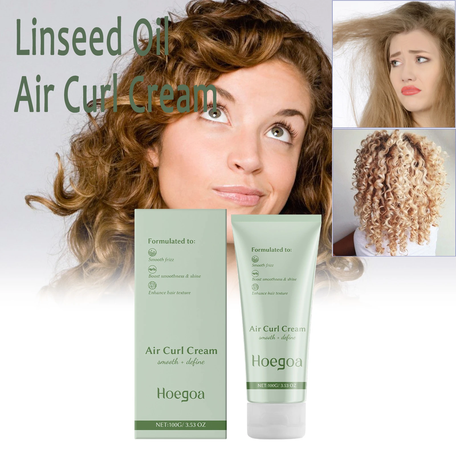 Linseed Oil Curly Defining Cream for Wavy Curly Hair Hair Moisturizer Deep Conditioning for Volumizing Styling Conditioner