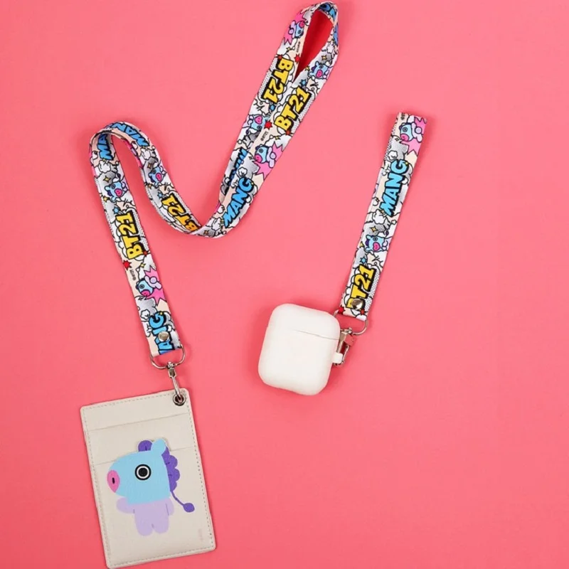 

Bangtan Boys Groups anime Lanyard cute cartoon neck strap key lanyard ID card gym phone with USB ID holder DIY sling lasso