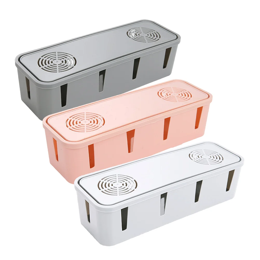 

3 Pcs Desktop Cable Management Box Office Wire Computer Strip Pp Power Organizer