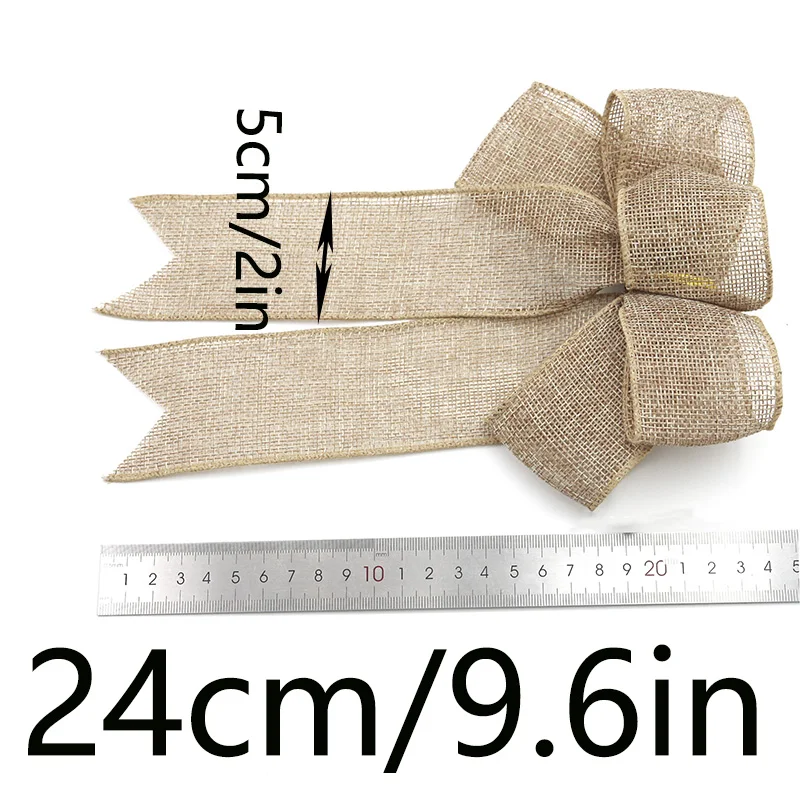 (2-piece Set/pack) 24cm Christmas Ribbon Bow Christmas Tree Wreath Decoration Bow Holiday Decoration Handmade DIY