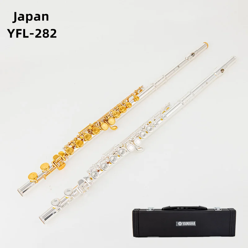Japan Flute 282 Professional Cupronickel C Key 16 Hole Flute Silver Plated Musical Instruments Case and Accessories