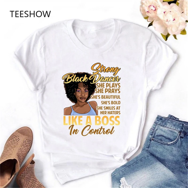 

Женская футболка с надписью «I Am A Strong Melanin Queen»