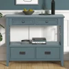 Farmhouse Pine Wood Console Table with Drawers & Storage Shelf in Blue for Entryway/Living Room/Hallway/Kitchen 1