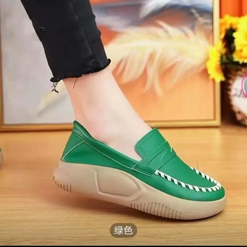 Thick-soled Casual Slip-on Loafers Women 2022 Spring and Autumn New Comfortable Soft-soled Color-blocking Women's Shoes
