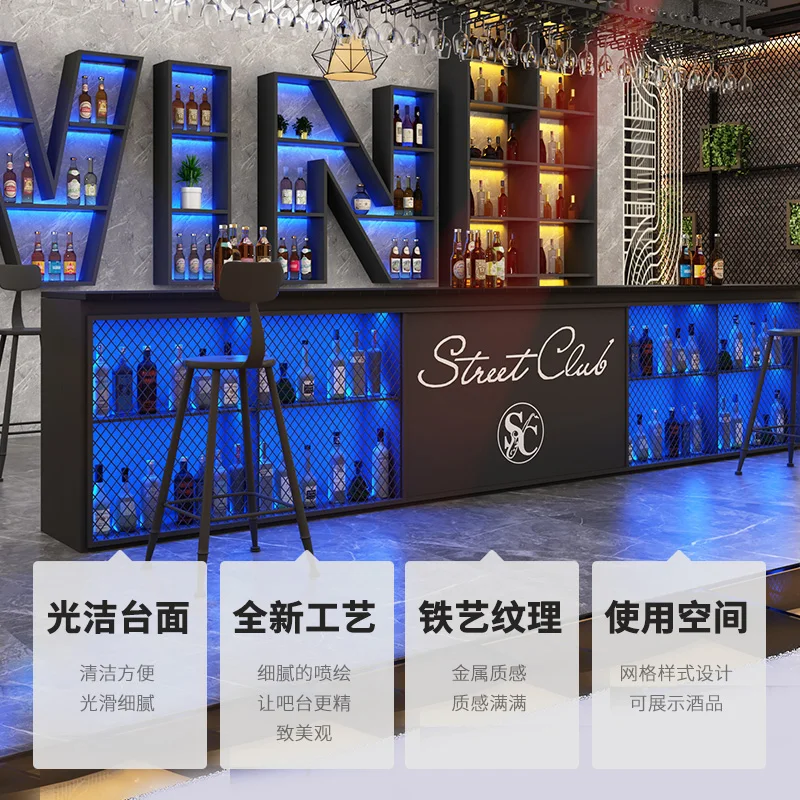 Iron front desk reception desk clear bar barbecue shop hot pot restaurant industrial style bar checkout page