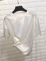 summer woman tops shiny loose short sleeve t-shirt sexy club aesthetic harajuku women stylish bright silk tshirt - Image 5
