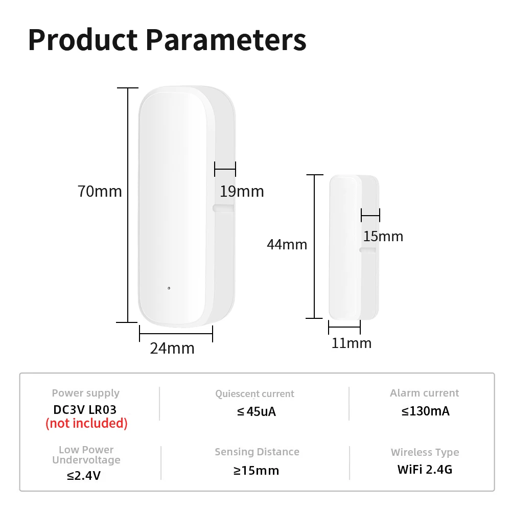 TNCE Tuya WiFi/Zigbee Smart Door Window Sensor Smart Home Security Alarm System Tuya App Remote Control door window sensor
