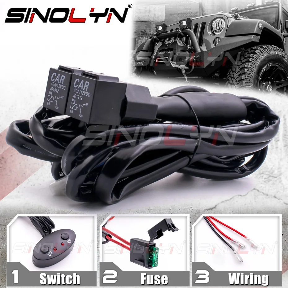 240W 12V Switch Relay Harness ON/OFF Control Cable Heavy Duty Wiring ...