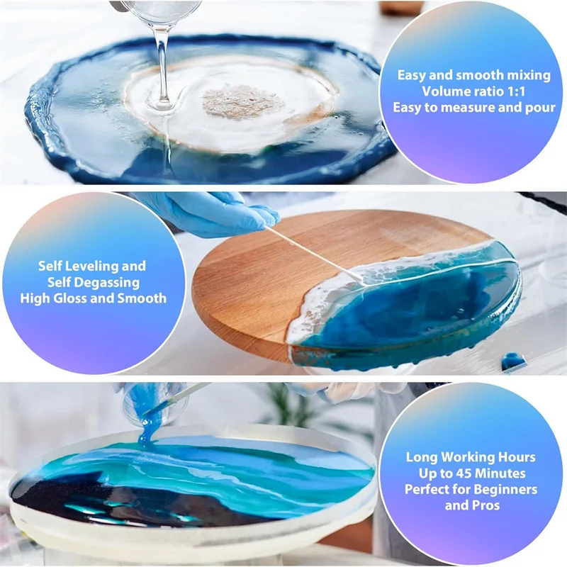 High-Gloss Bubble-Free Epoxy Resin Kit with Accessories for Art and Craft Creations