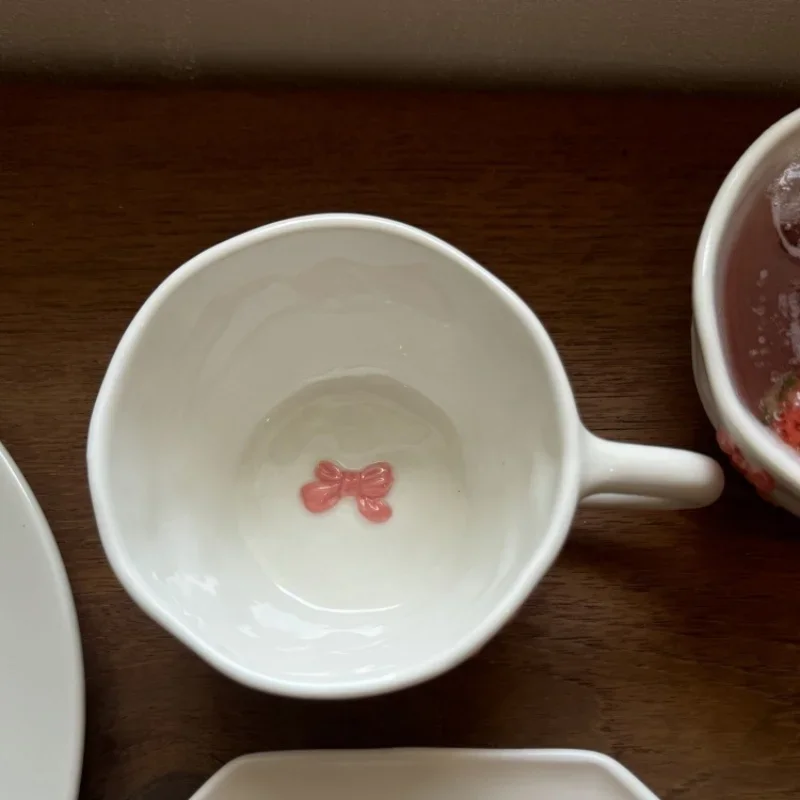 Ceramic Hand Pinched Mugs Pink Daisy Relief Coffee Tea Cup