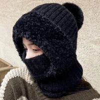High Quality Women Winter Beanie Hats One-Piece Knit Balaclavas Mask Neck Circle Scarf Ski Snow Hat Ladies Beanies 2