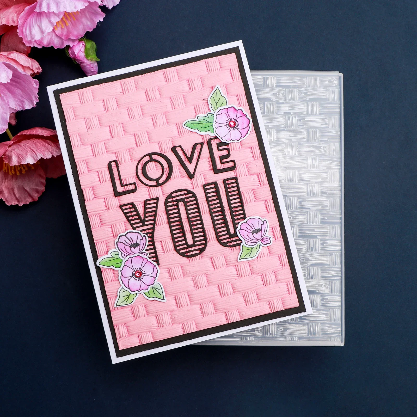 Woven 3D Embossing Folder for Card Making & Scrapbooking