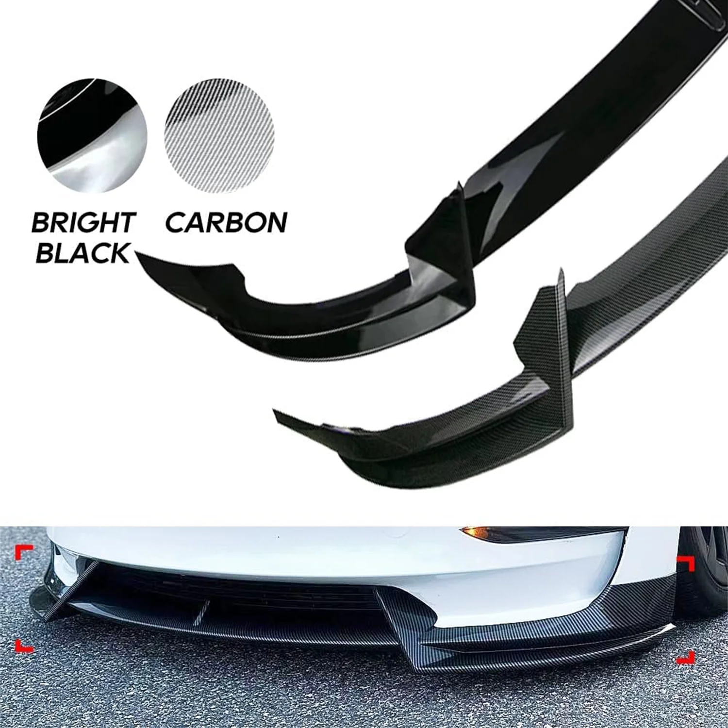 Front Bumper Front Lip Front Shovel kit 2017-2023 for Tesla Model 3 Model Y Sedan Body Spoiler Splitter Kit