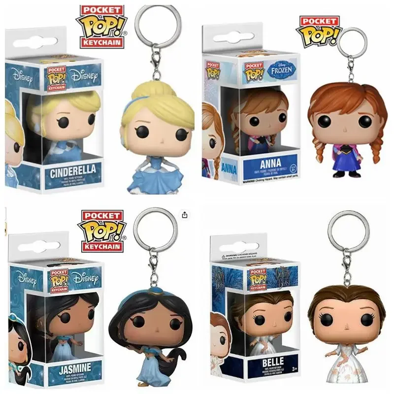 thumbnail image 4 of FUNKO Pop Disney Llavero Juguete La Bella y la Bestia Bella Frozen Elsa Anna Ariel Rapunzel Cenicienta Figura de PVC Colección Modelo Juguetes, 4 of 5