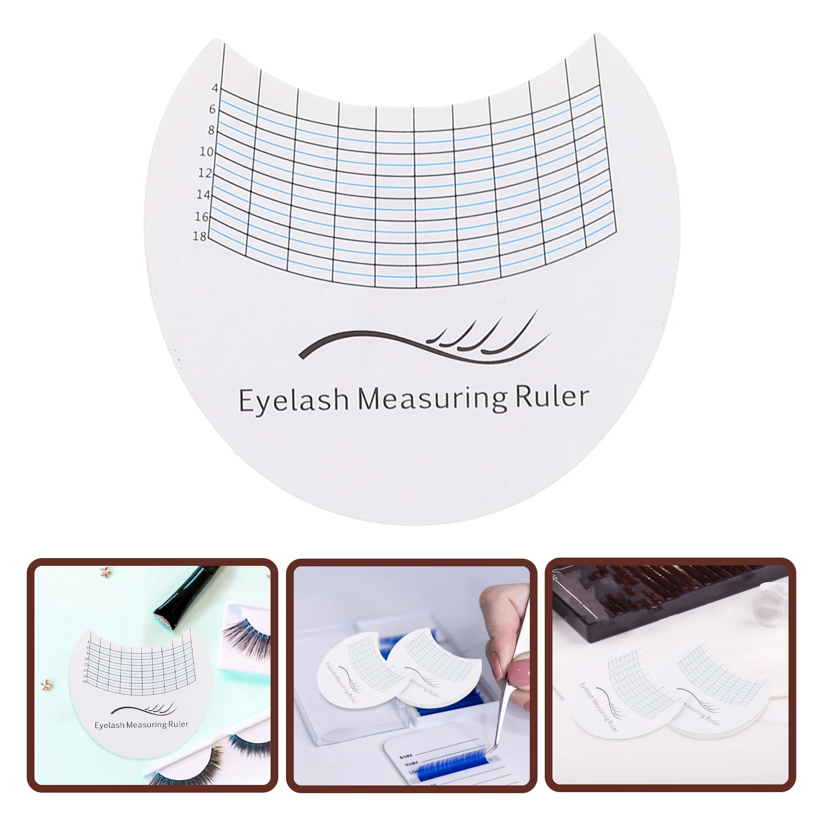 10Pcs Eyelash Measurement Card Lash Extension Measuring Tool Durable Plastic Eyelash Length Gauge Lash Ruler Makeup