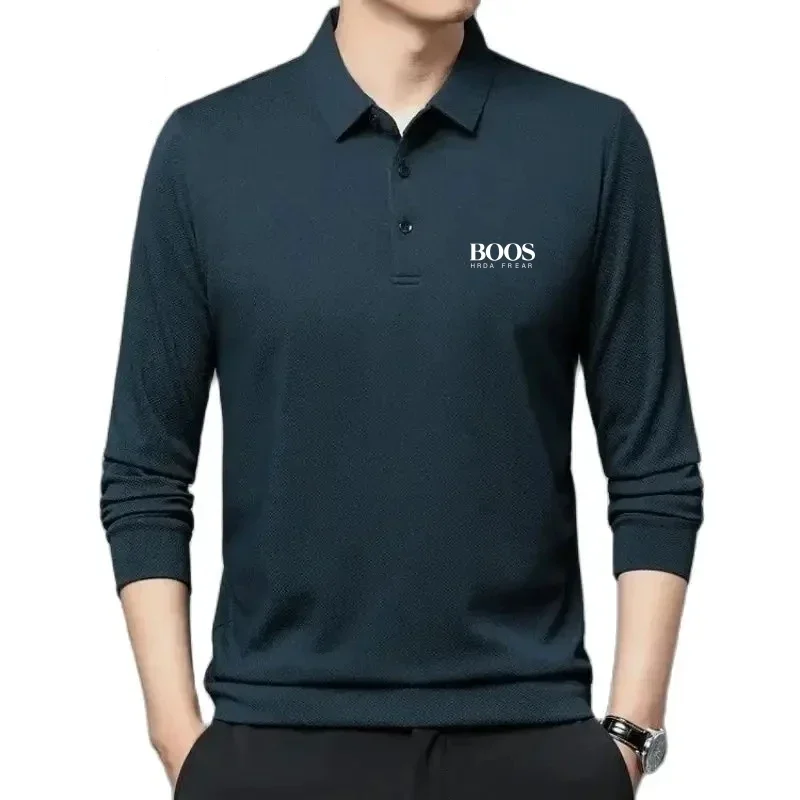 Embroidered Pure Cotton Shirt Men's Long Sleeved Lapel Casual Top Spring and Autumn