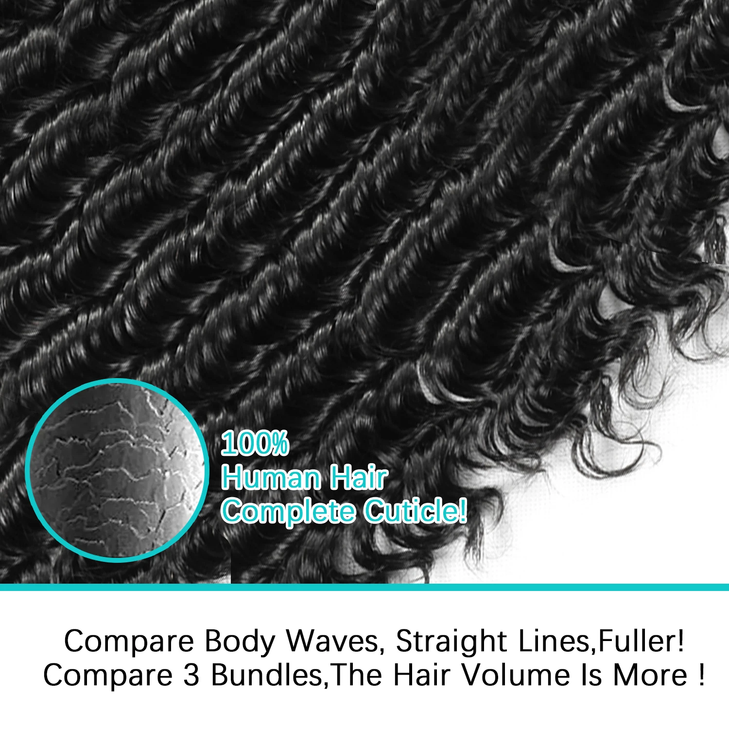 Deep Wave Bundles 3 PCS Natural Color 100% Remy Human Hair Bundles 10-40 Inch 100 Gram Per Bundle Sew In Quick Weave Bundles 3