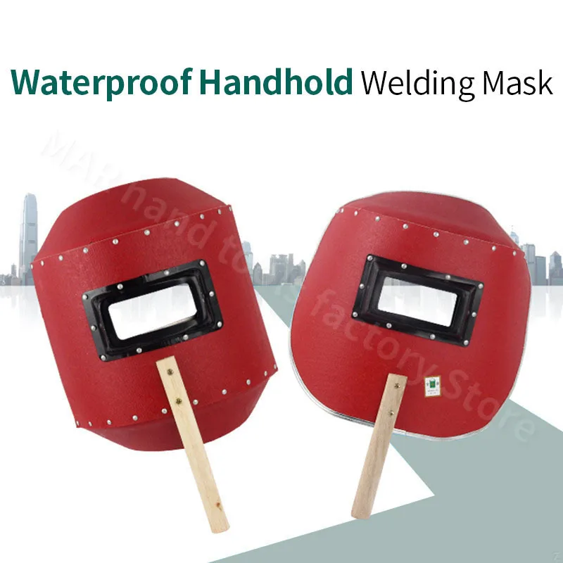 Welding Mask Handheld Red Steel Paper UV Mask With Glass Protection Semi Automatic Waterproof  Convenient Security Welding Cap