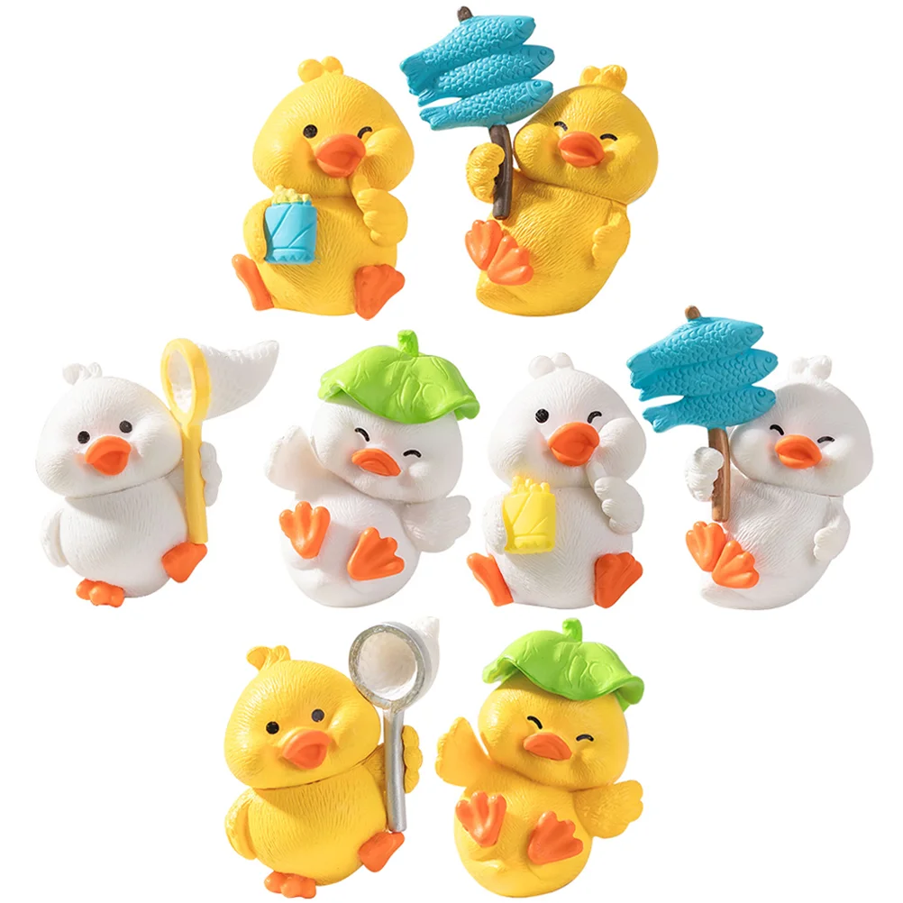 50pcs mini fluorescent yellow duck ornament miniature figures tiny duck resin handicraft micro landscape dollhouse decoration 8Pcs Mini Resin Ducks Tiny Figures Micro Landscape Decoration