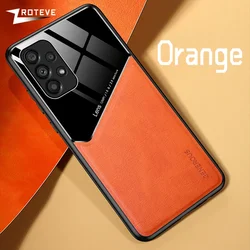 Zroteve Leather Magnetic Hard PC Phone Case Cover for Galaxy A52 A52s (5G) (Orange)