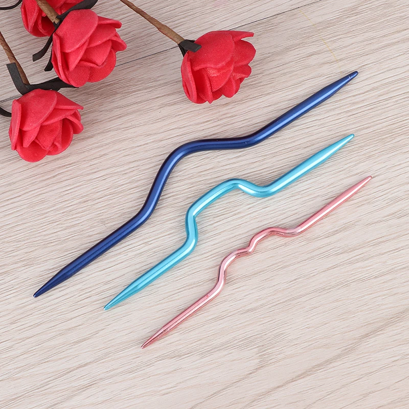 3피스 곡선형 크로셰 바늘 세트, 알루미늄 뜨개질 바늘, 스카프, 스웨터, 꼬임 뜨개질, 바느질, 스티치, 니트 도구