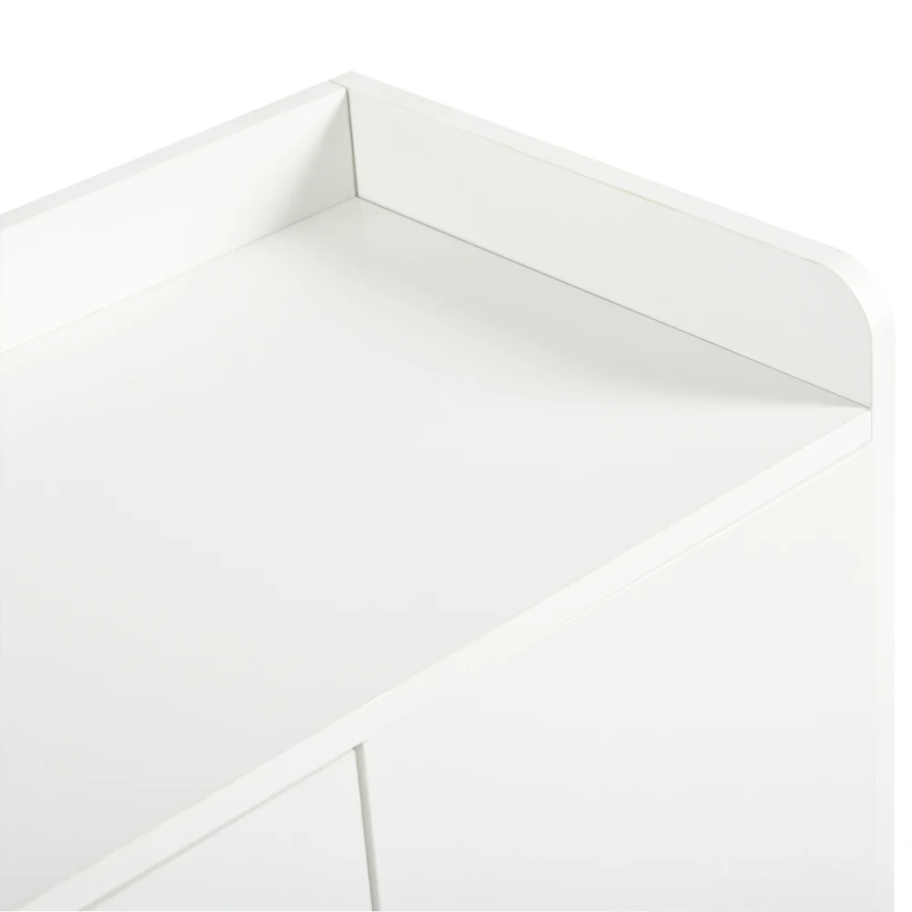 PINGGO Modernes Sideboard, Aufbewahrungsschrank, 4 Türen, 1 Schublade, verstellbares Regal für Küche, Wohnzimmer, Weiß, 120 x 99 x 35 cm – Detail 18
