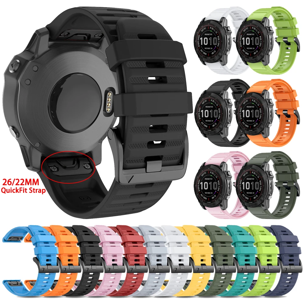 Enhanced Silicone Sport Watch Band - QuickFit 22/26mm Adjustable Strap Bracelet