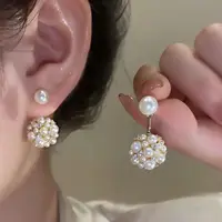 2023 New French Retro Imitation Pearl Ball Stud Earrings For Women Fashion Jewelry Elegant Simple Accessories Gifts Wholesale - Image 5