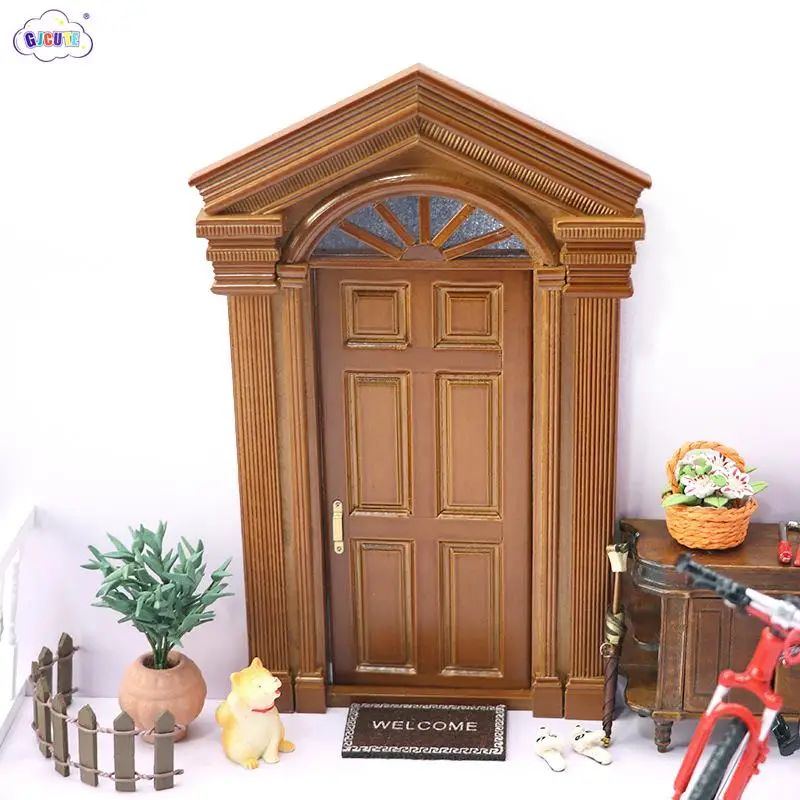 

Dollhouse Miniature European Retro Villa Door Simulation Door Furniture Model Decor Toy Doll House Accessories