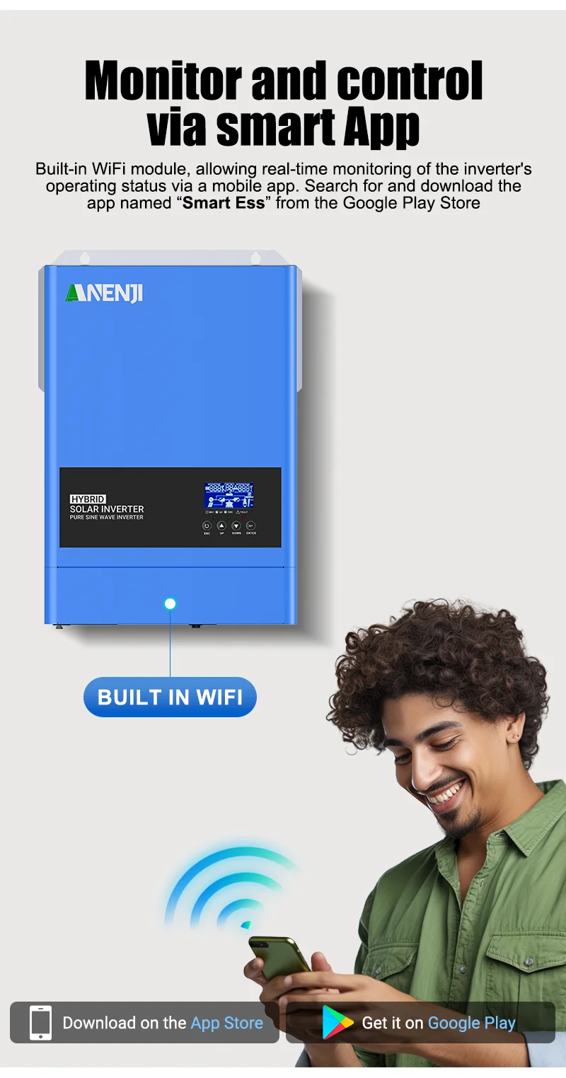 2KW 4KW Hybrid Solar Inverter 24V Pure Sine Wave Photovoltaic Solar Inverter