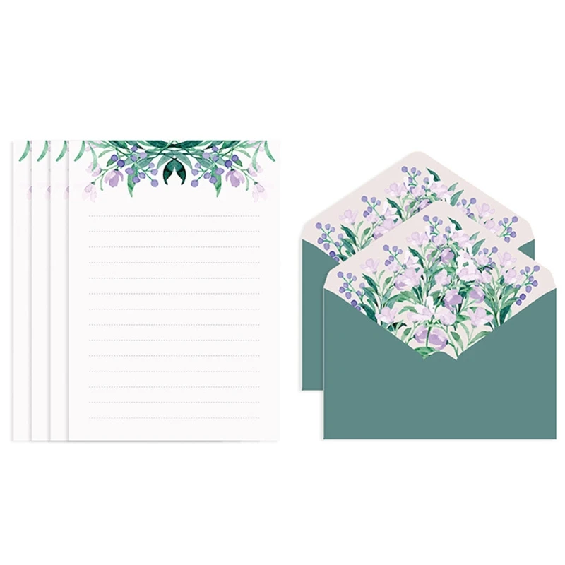Letter Paper Stationery Kit Flower Envelope Set 4 Letter Papers Ideal Wedding Party Invitation Greeting Letters writing paper set