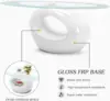 Contemporary Glass Coffee Table for Living Room, Oval Glass Table Set, Tempered Glass Top & Glossy Solid Base , White 5