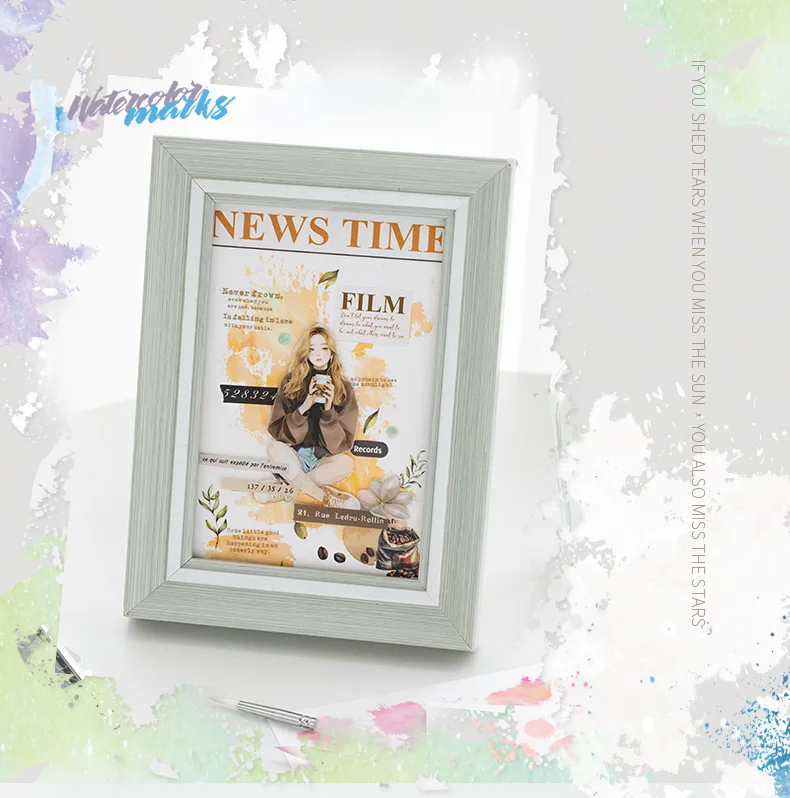 3 teile/paket Aquarell Spuren Aufkleber Kit transparent PVC Scrap booking Materialien DIY Junk Journal Ästhetik Aufkleber stationär – Detail 10