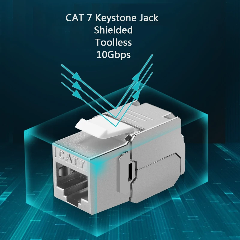 

Cat7 RJ45 (8P8C) экранированный бесинструментальный модуль сетевого гнезда Keystone Jack 10 Гб FTP модульный соединитель из цинкового сплава с металлическим корпусом