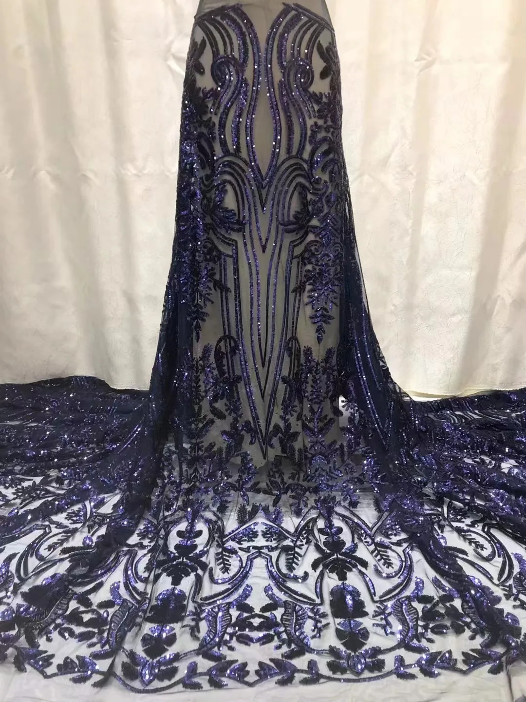 

New Dress Design Sequined Fabric Embroidery French Tulle Net lace Sequins African Lace For Evening dresses Weddings Party