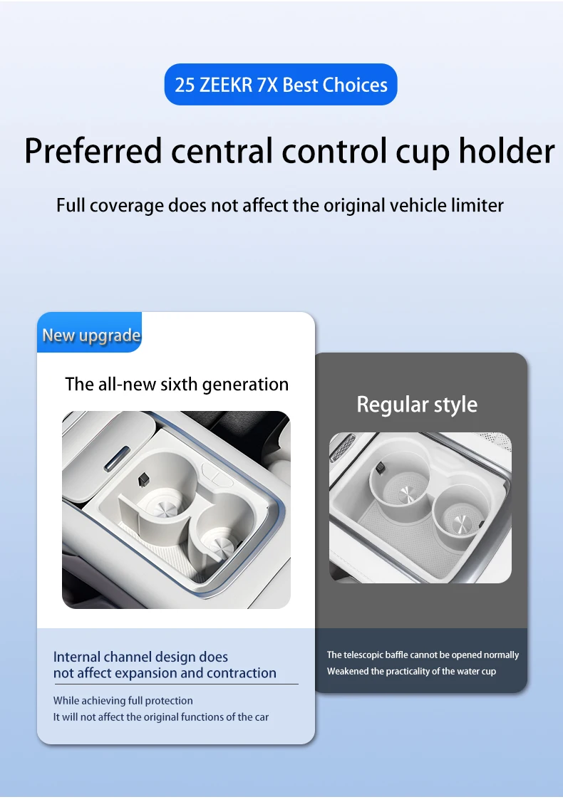 For ZEEKR 7X Silicone central control water cup holder Storage box cup sleeve Ca