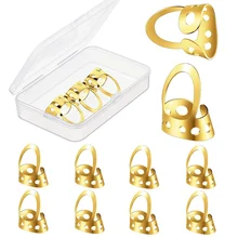 

8 Sets Finger Pick Pieces Adjustable Music Guitar Metal Index Finger Picks Fingerstyle Hollowed-out Guitar Pick For Banjo