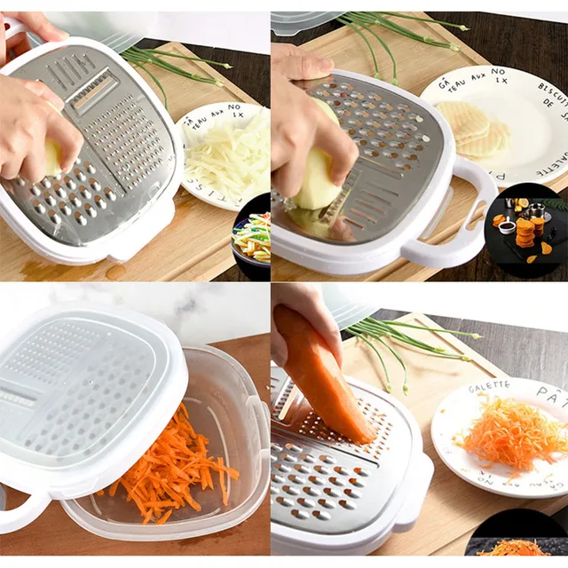 6-Blade Multifunctional Vegetable Cutter & Food Chopper - Stainless Steel Slicer With Container For Meal Prep (Style B)