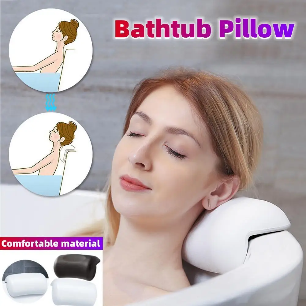 Bathtub Headrest With Suction Cups SPA Non-Slip Bath Pillow Neck Back Headrest Pillows Soft Thickened Waterproof