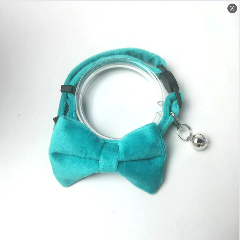 Velvet & Fabric Adjustable Cat Collar with Bell and Bow Tie - Safety Pet Collar for Small Dogs and Kittens