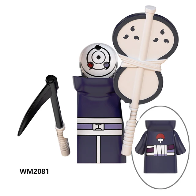 Naruto Sasuke Kakashi Akatsuki bricks Building Blocks Anime cartoon Mini Action Figures Heads Assembly Toys kids Birthday Gifts Dark Red