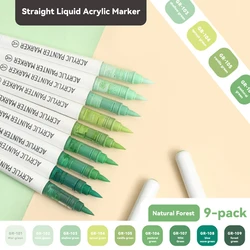 Vibrant 9 - Color Acrylic Paint Brush Marker Set (9Colors D)