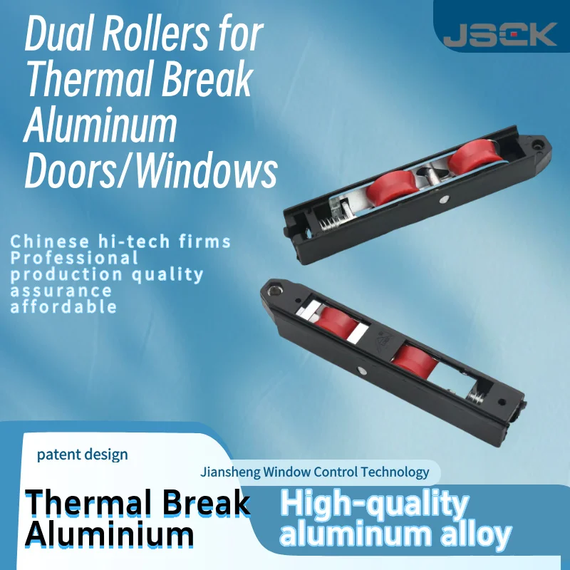Thermal Break Aluminium Twin Rollers Heavy Duty Dual Rollers for Thermal Break Aluminum Sliding Windows 100kg Load Capacity Sliding Door Rollers Window Pulley
