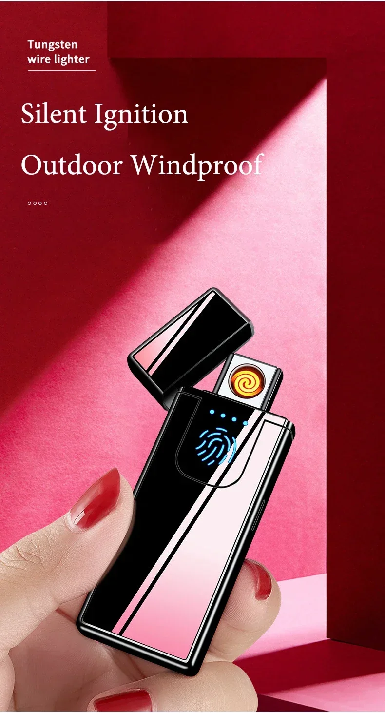 Plastic Touch-Sensitive Usb Rechargeable Double-Sided Ignition Windproof Ultra-Thin Men's Electric Arc Igniter