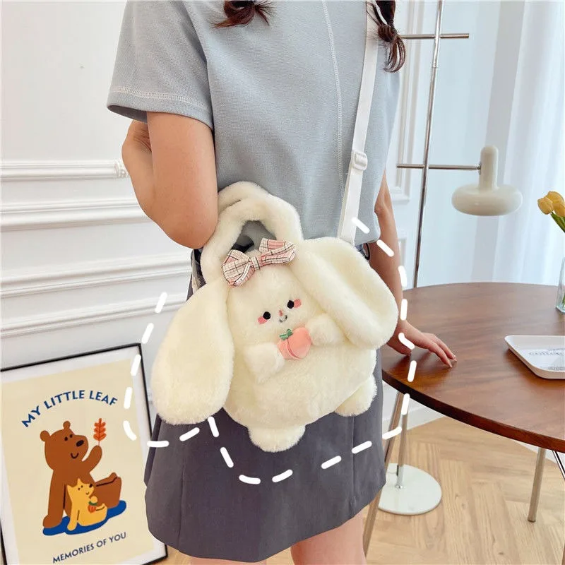 MBTI Plush Cute Womens Handbag Fluffy Bunny Fashion Soft Small Shoulder Bag Korean Popular Designer Female New in Crossbody Bag